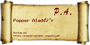 Popper Aladár névjegykártya