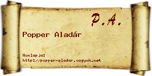 Popper Aladár névjegykártya