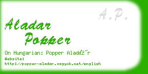 aladar popper business card
